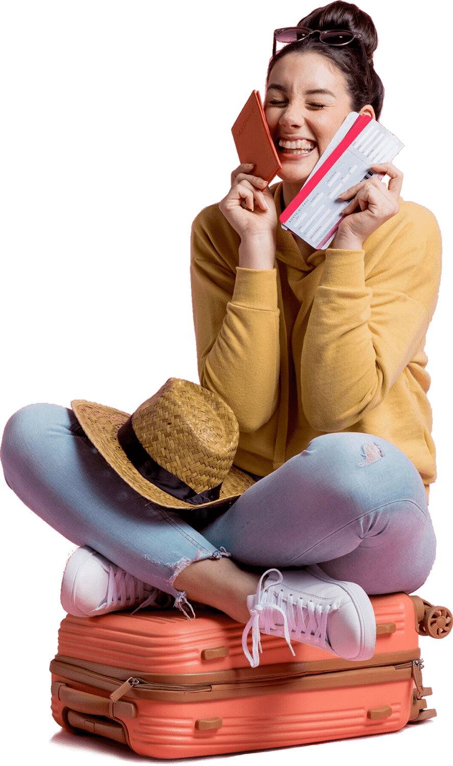 Young woman getting ready for a trip